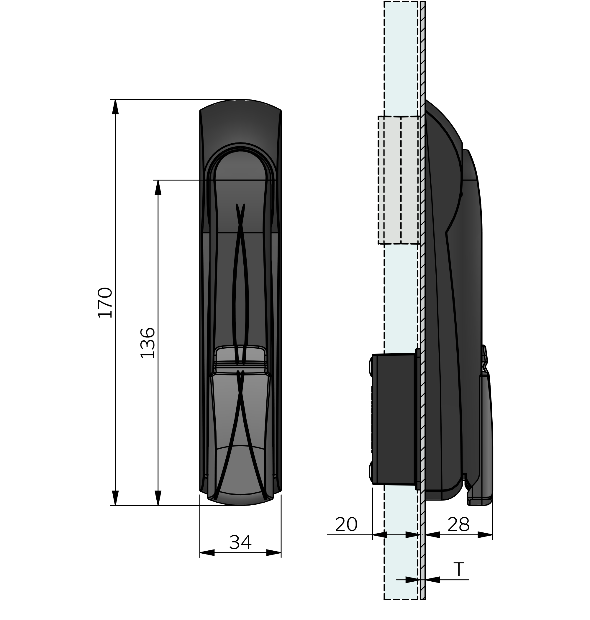Vision Swing Handle Standard for 40 mm profile cylinder
