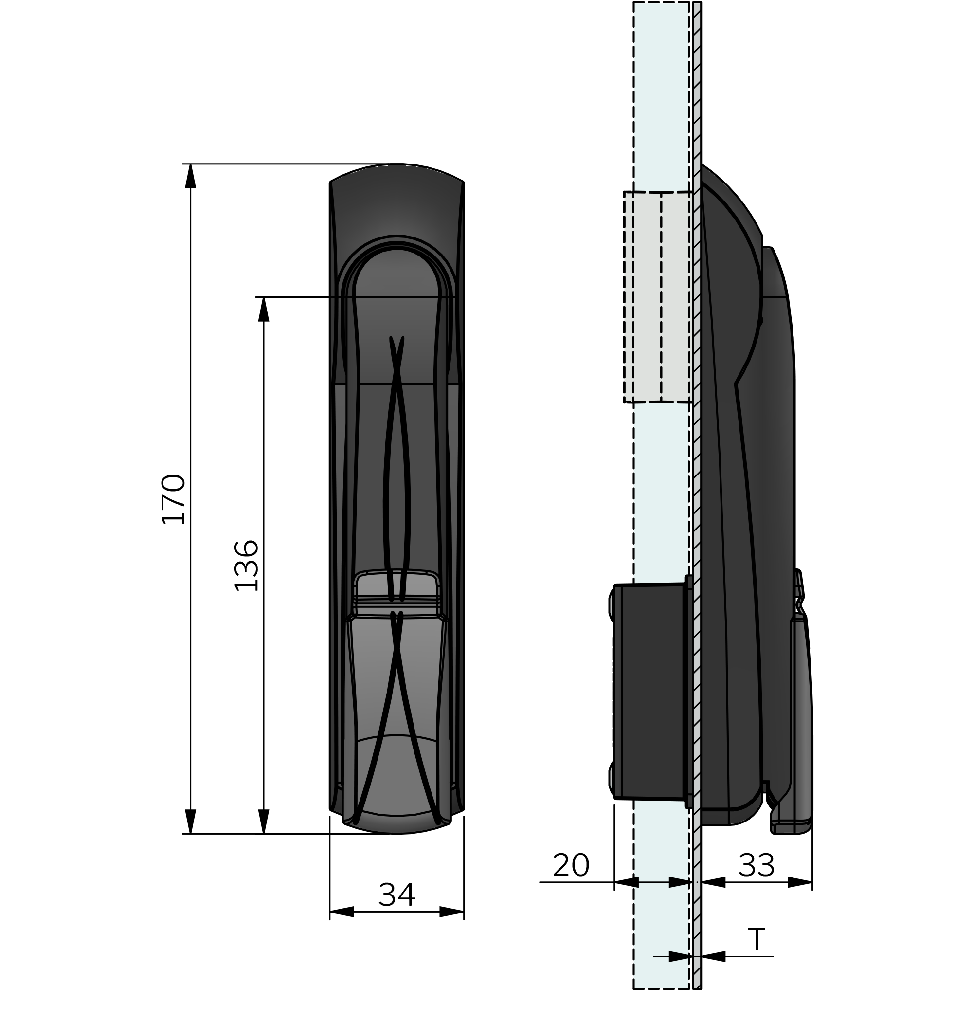 Vision Swing Handle Standard for 45 mm profile cylinder