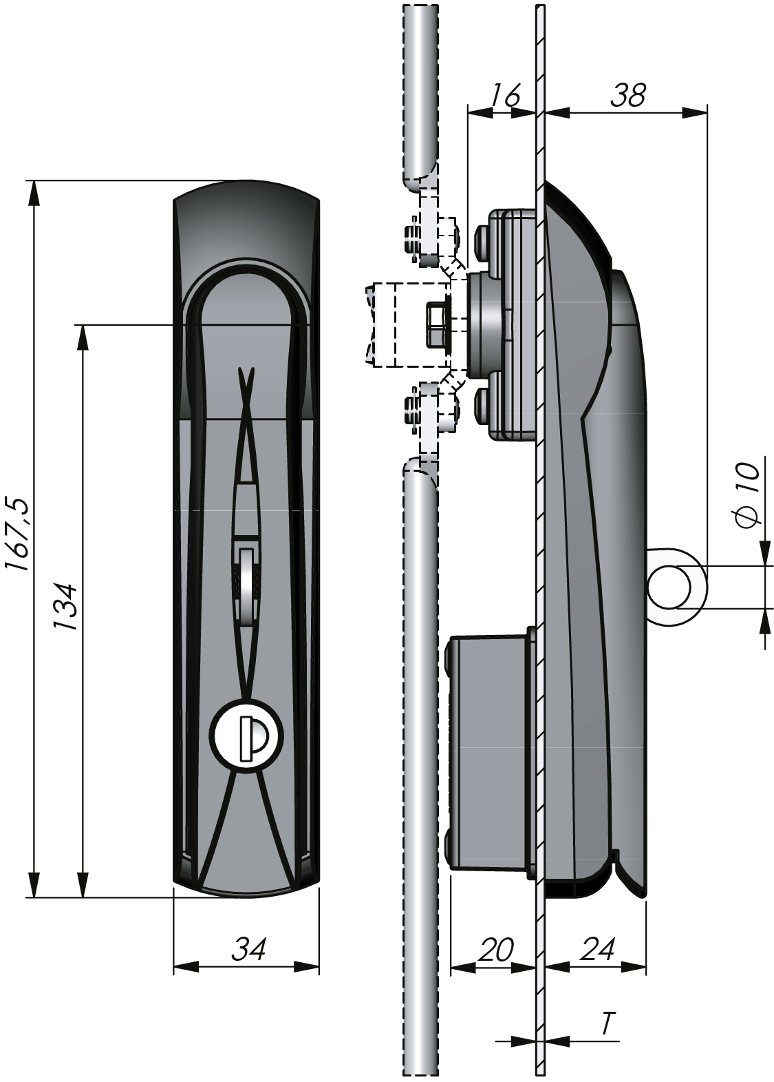 Vision Swing Handle Standard with Cylinder Vision Swing Handle Standard with Cylinder