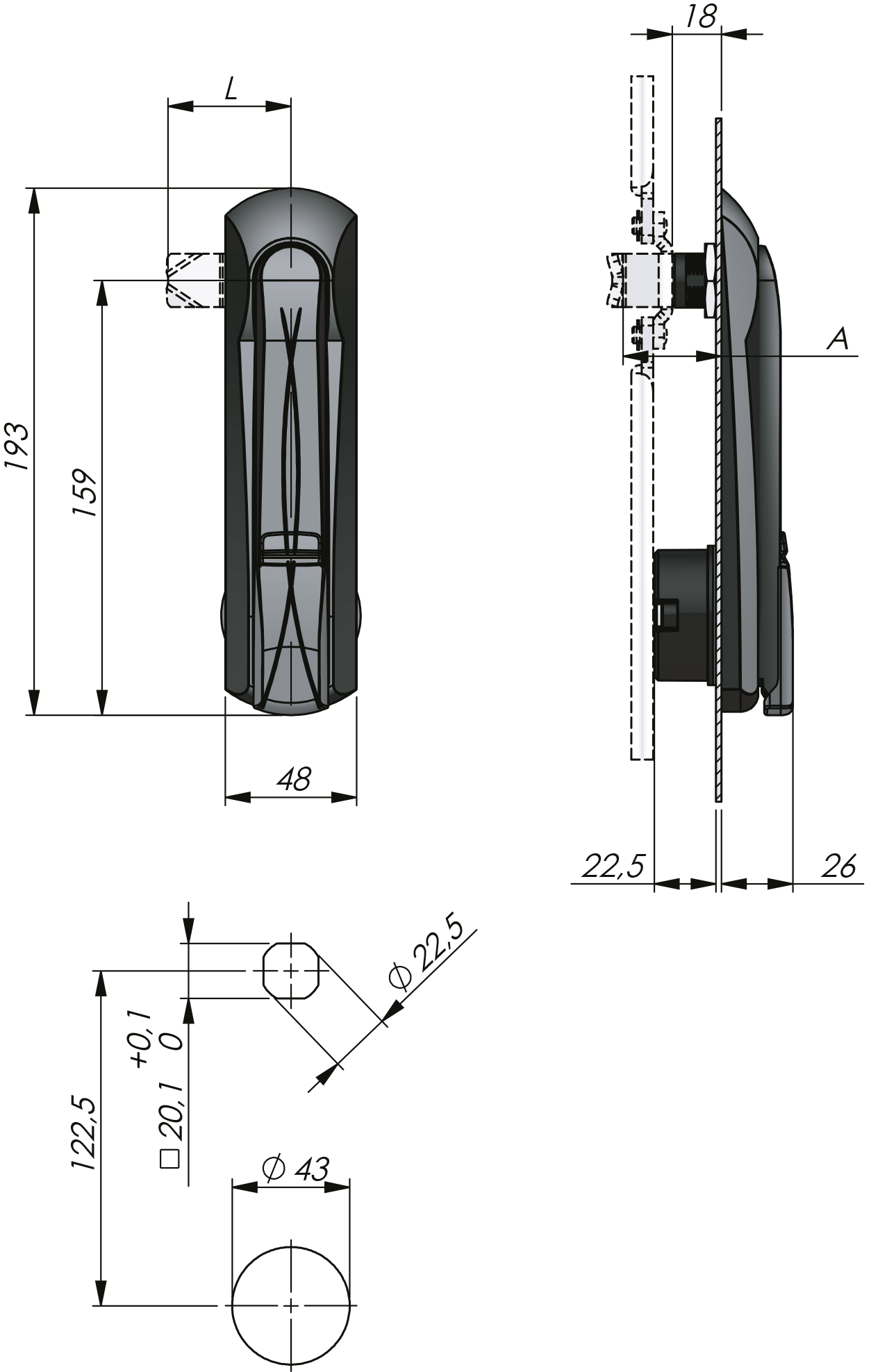 Vision Swing Handle for oval cylinder