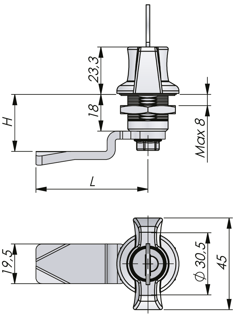 Quarter-Turn Wing Knob 18 mm