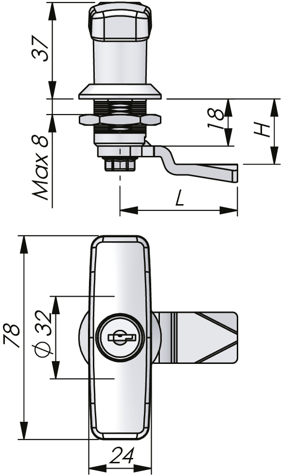 Quarter-Turn T-Handle 18 mm