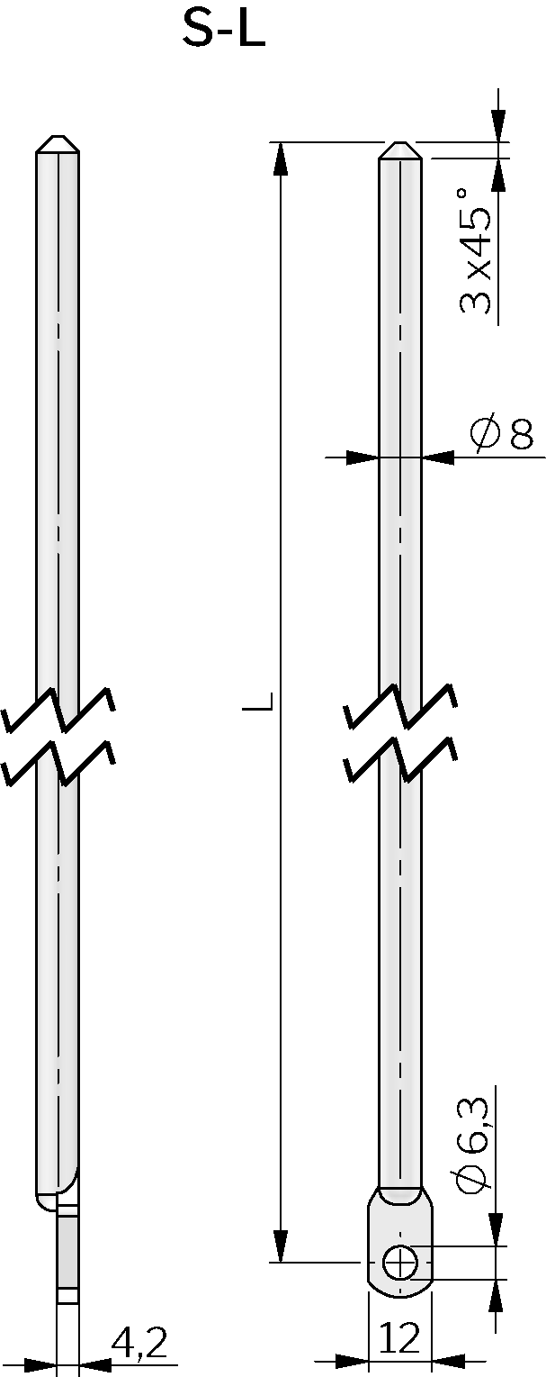 Round Rods pointed end (S-L) SS 304