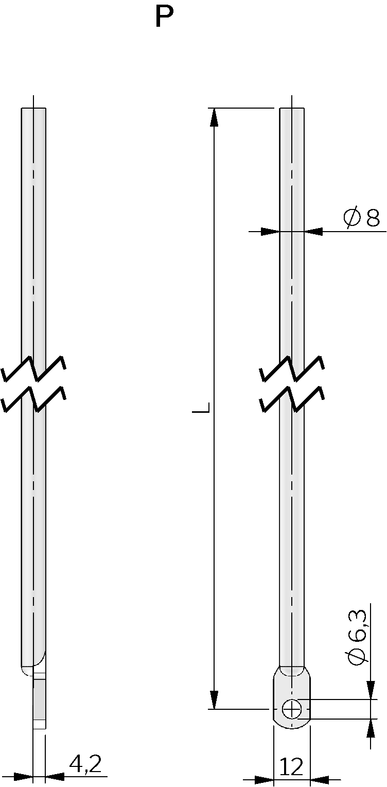 Round Rods with Flat End (P) Steel