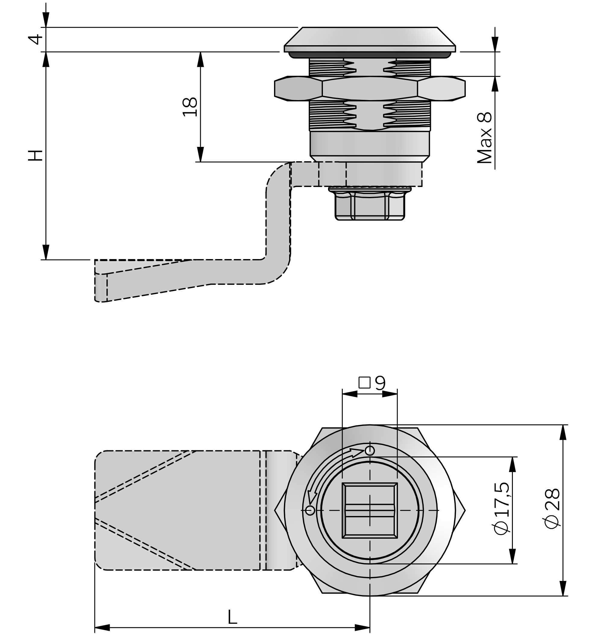 Quarter-turn Vibration Resistant Stainless Steel 18 mm