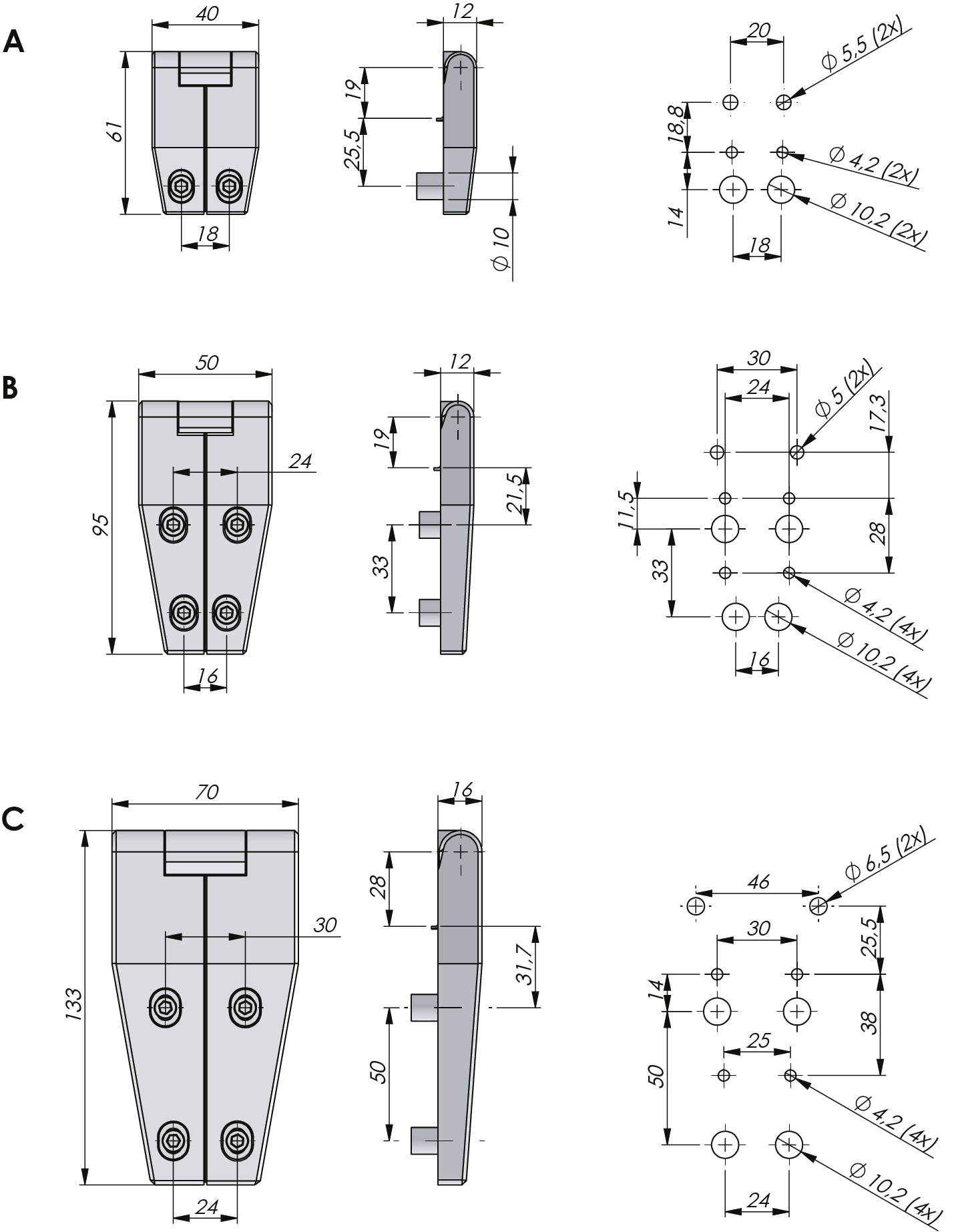 Einstellbares Klima-flex 2D-Scharnier 180° aus Edelstahl Einstellbares Klima-flex 2D-Scharnier 180° aus Edelstahl