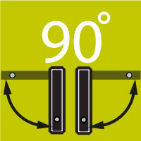 Handle rotation 90° in both directions